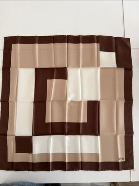 Valentino Two-Tone Brown and Cream Silk Scarf